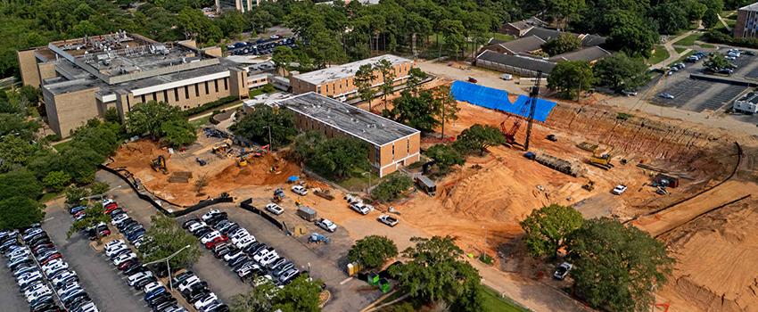 Aerial view of dirt at new project site.